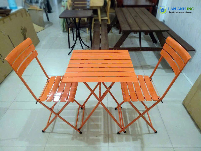 Bàn Cafe Cao Xếp Gọn Ngoài Trời Sắt Sơn tĩnh điện bền đẹp LAPX03