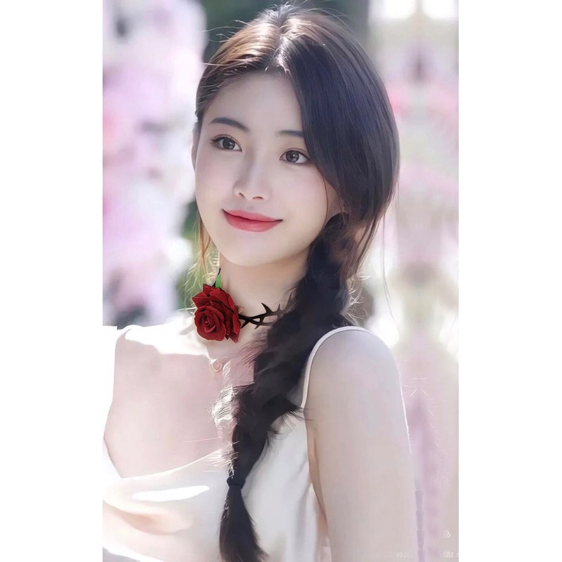 Vòng Cổ Choker Hoa Hồng Gai Góc Cá Tính Sành Điệu