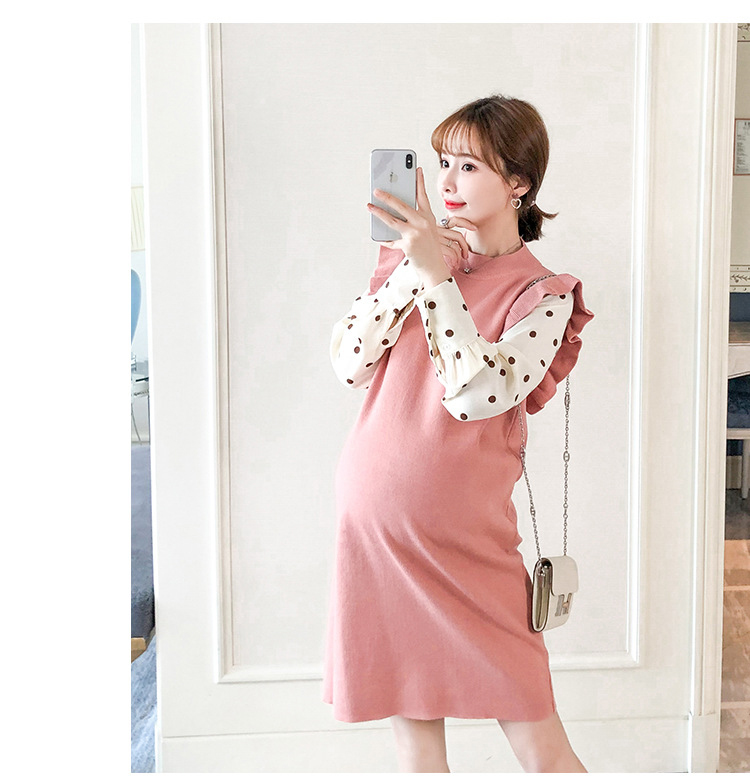 ĐẦM BẦU LEN PHỐI TAY CHẤM BI ĐỘC ĐÁO DRL90