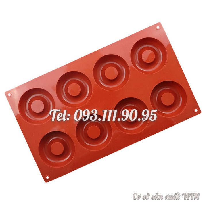 Khuôn silicon làm bánh, rau câu, socola 8 hình bánh Donut – Mã số 1444
