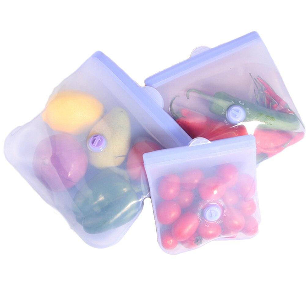 Food Grade Silicone Fresh-Keeping Bag Without Tie Rod With Date Pointer Food Packing Ziplock Bag Storage Bag