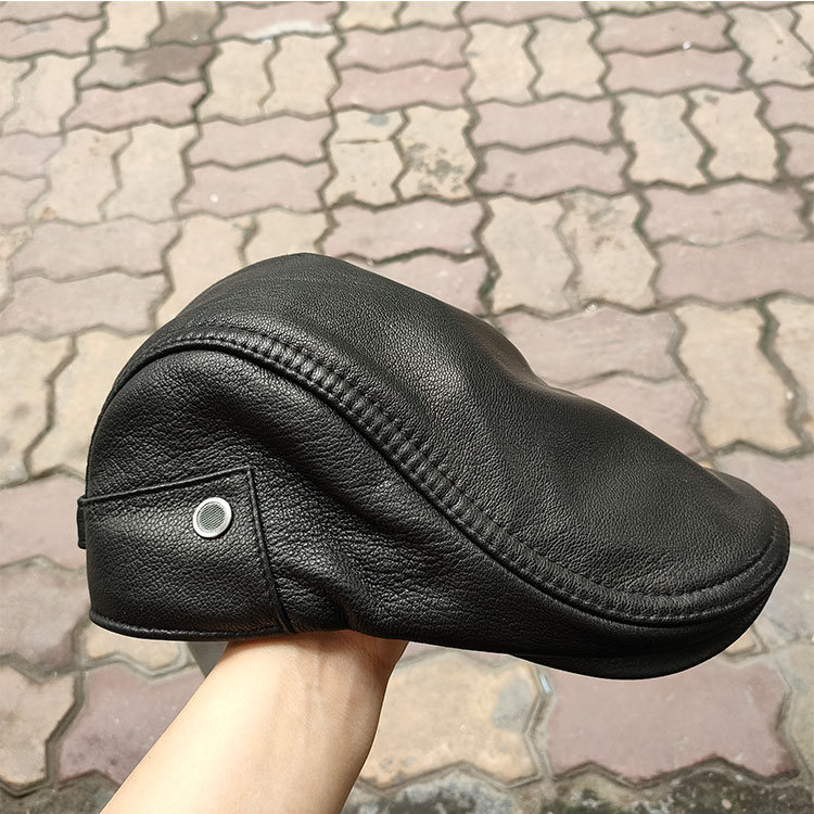 Mũ beret/ Nón nồi nam da dê cao cấp BHY2071