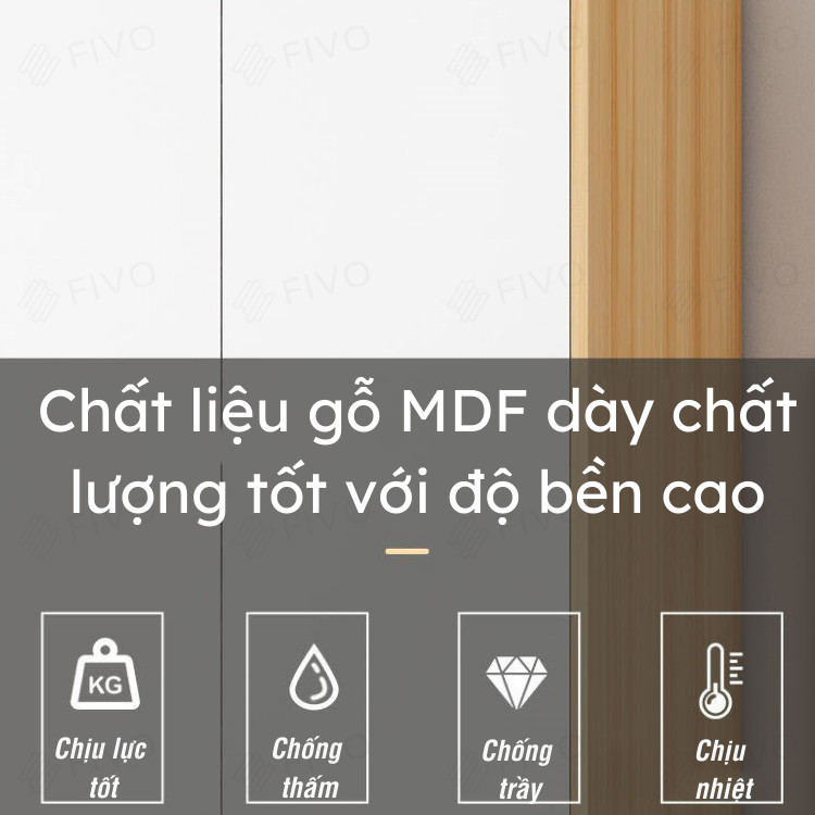 Tủ Quần Áo Gỗ FIVO FC32 Cửa Lùa Thiết Kế Nhiều Ngăn Chứa Đa Năng, Tiện Dụng - Màu Full Gỗ