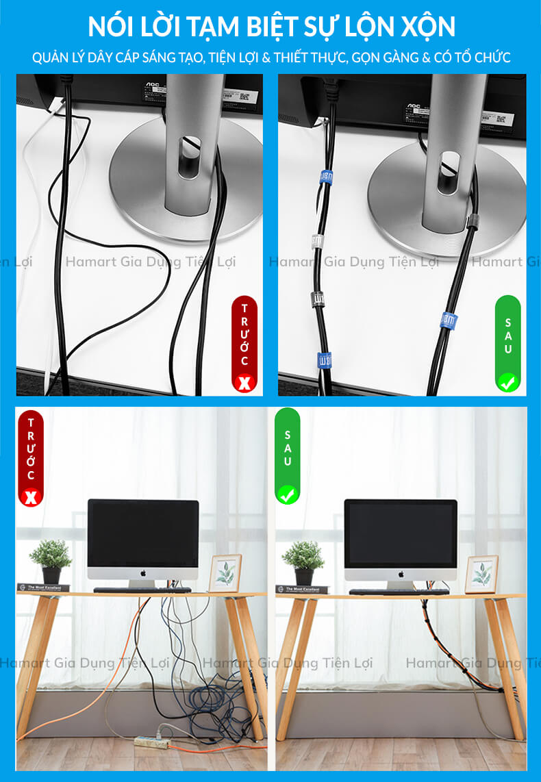 Băng Dính Gai Velcro Quấn Dây Sạc Điện Thoại Tai Nghe Dán Thu Gọn Dây Điện Đa Năng Sáng Tạo - Hàng Nhập Khẩu