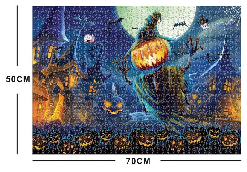 Bộ Tranh Ghép Xếp Hình 1000 Pcs Jigsaw Puzzle (Tranh ghép 70*50cm) Đèn Bí Ngô Helloween Bản Thú Vị Cao Cấp