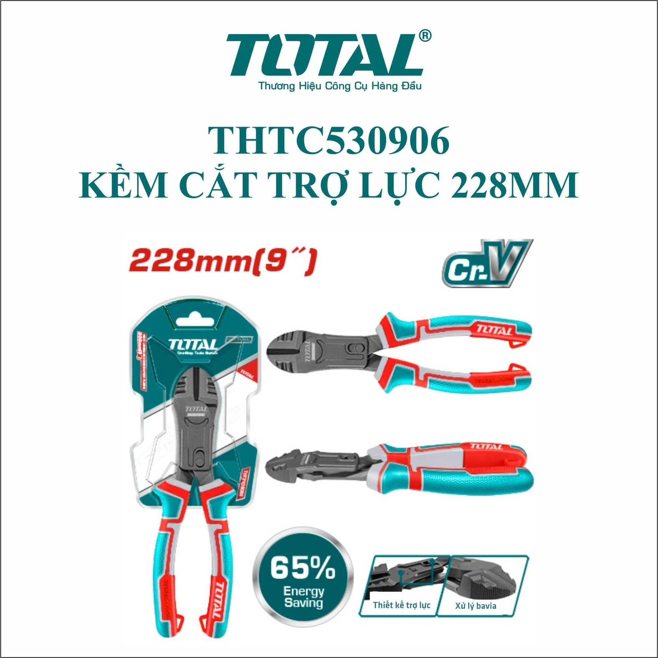 Kìm cắt đầu nặng 9 inch (trợ lực 65%) TOTAL THTC530906