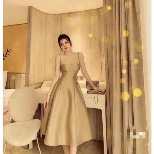 Đầm váy maxi 2 dây xòe dài thiết kế dự tiệc hoặc đi biển trẻ trung xinh xắn duyên dáng có mút ngực chất liệu tapta
