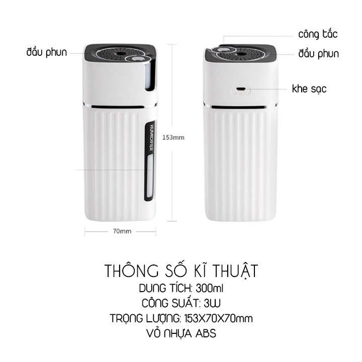 MÁY PHUN SƯƠNG MINI ĐỂ BÀN VĂN PHÒNG, ĐỂ XE Ô TÔ TYD-203