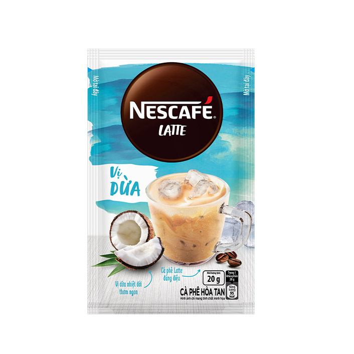 Cà phê hòa tan NESCAFÉ Latte VỊ DỪA - COMBO 2 hộp x 10 gói x 20g - [TẶNG BÌNH JUG 1L]