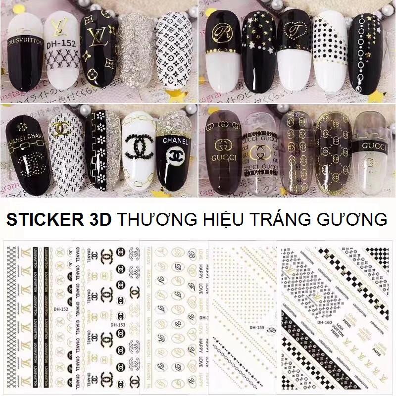 Sticker 3D Chữ | Hình Dán Móng Tay Thương Hiệu