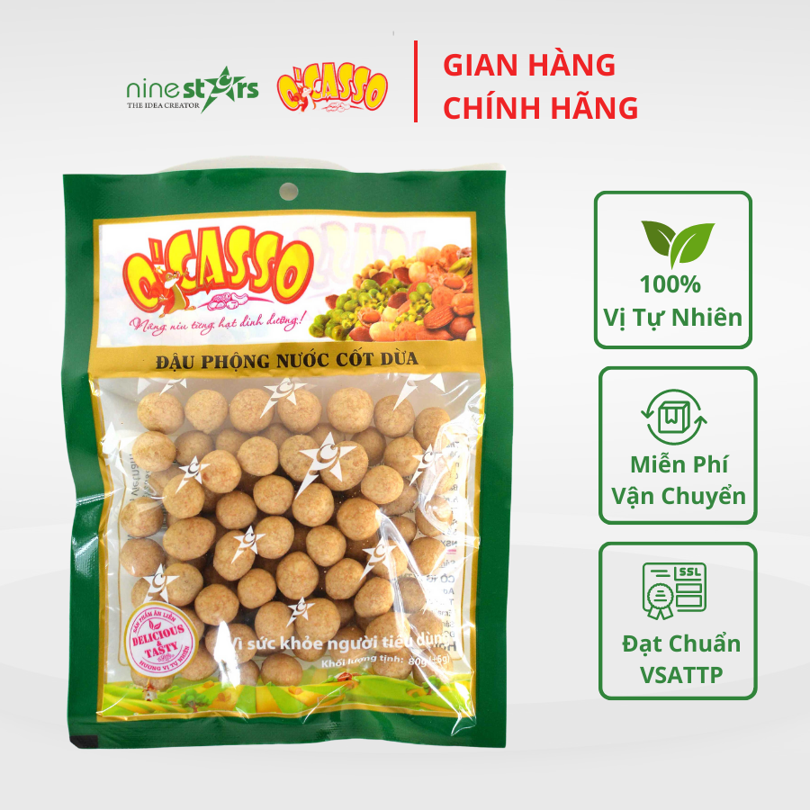 Đậu phộng nước cốt dừa (đậu phộng da cá) O'Casso Gói 80g