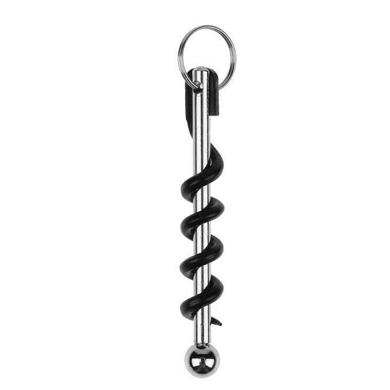 Beer Wine Cap Bottle Opener Stainless Steel Hinged Corkscrew With Ring Outdoor Keychain Opener Barware Kitchen Accessories