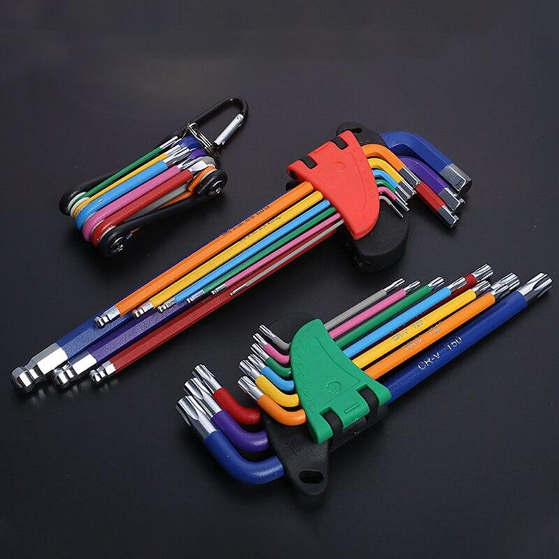 Bộ 9 Tua Vít Lục Giác Nhiều Màu Sắc Chống Mài Mòn Cho Xe Đạp / Xe Máy