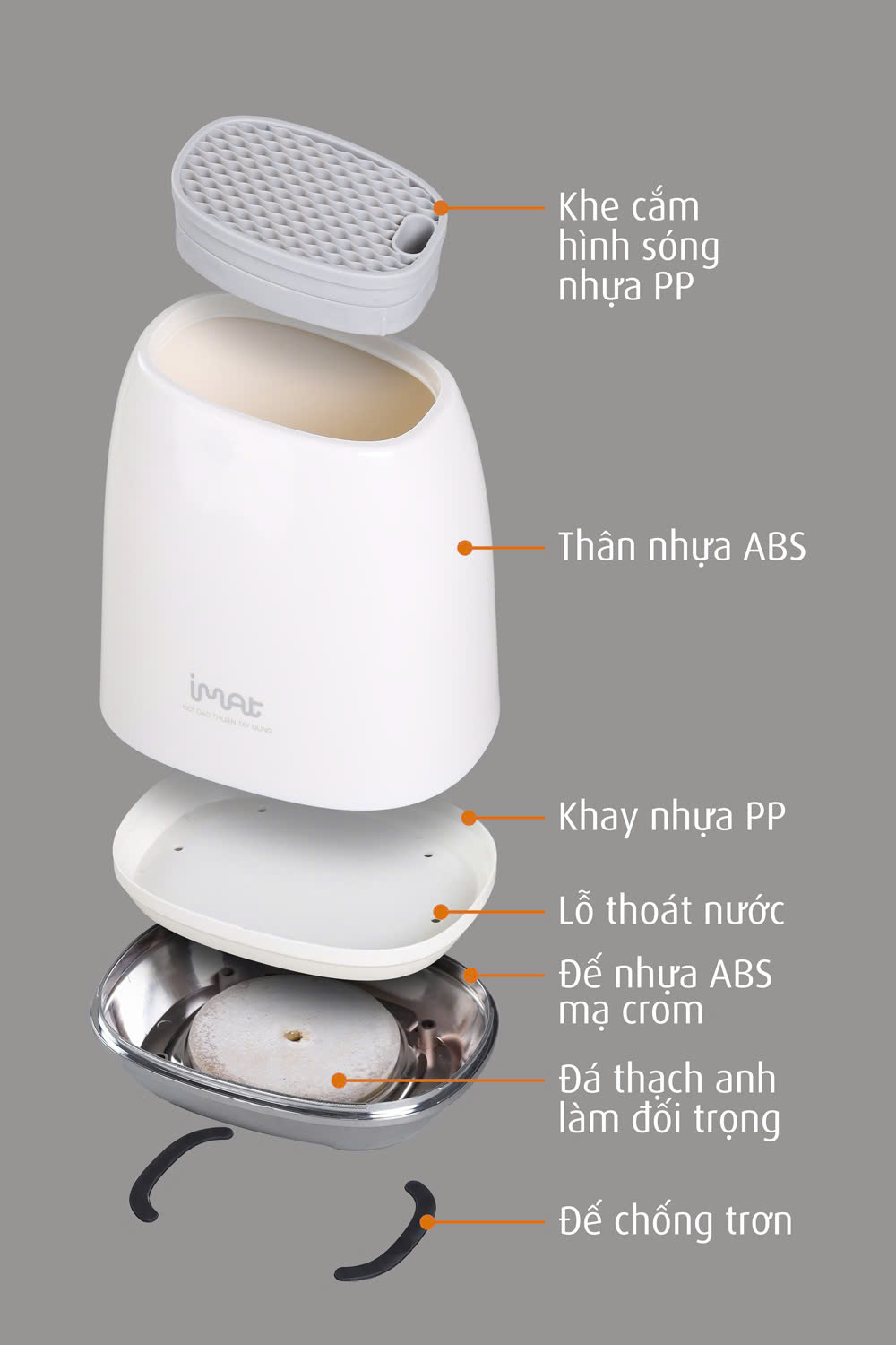 Ống Cắm Dao IMAT Nat Cao Cấp Thiết Kế Nghiêng Thông Minh Gọn Gàng, An Toàn, Cho Bếp Gia Đình