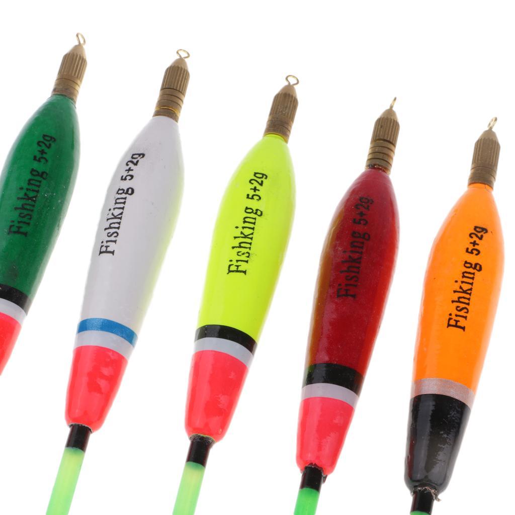 5pcs Fishing Float Bobbers Wooden Buoys Bait Indicators Rock Fishing Tackle