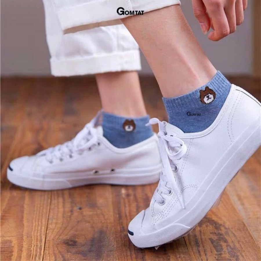 Vớ Nam Nữ Cổ Ngắn Vintage, Tất Cổ Ngắn Nam Nữ Mẫu Tất Gấu Dễ Thương - TATGAU-CB10