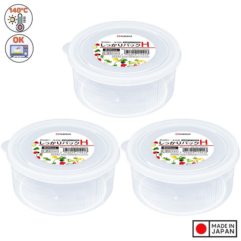 Bộ 3 hộp đựng thực phẩm trong suốt từ nhựa PP cao cấp 800mL - Hàng Nhật nội địa
