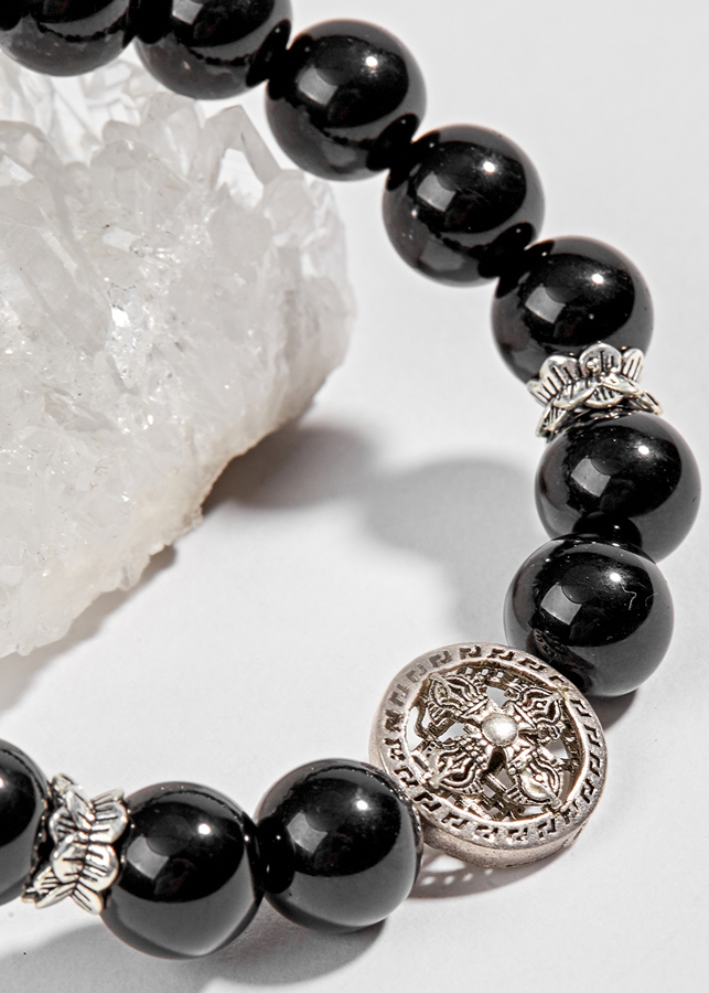 Vòng Đá Núi Lửa Phối Charm Bạc Ngọc Quý Gemstones