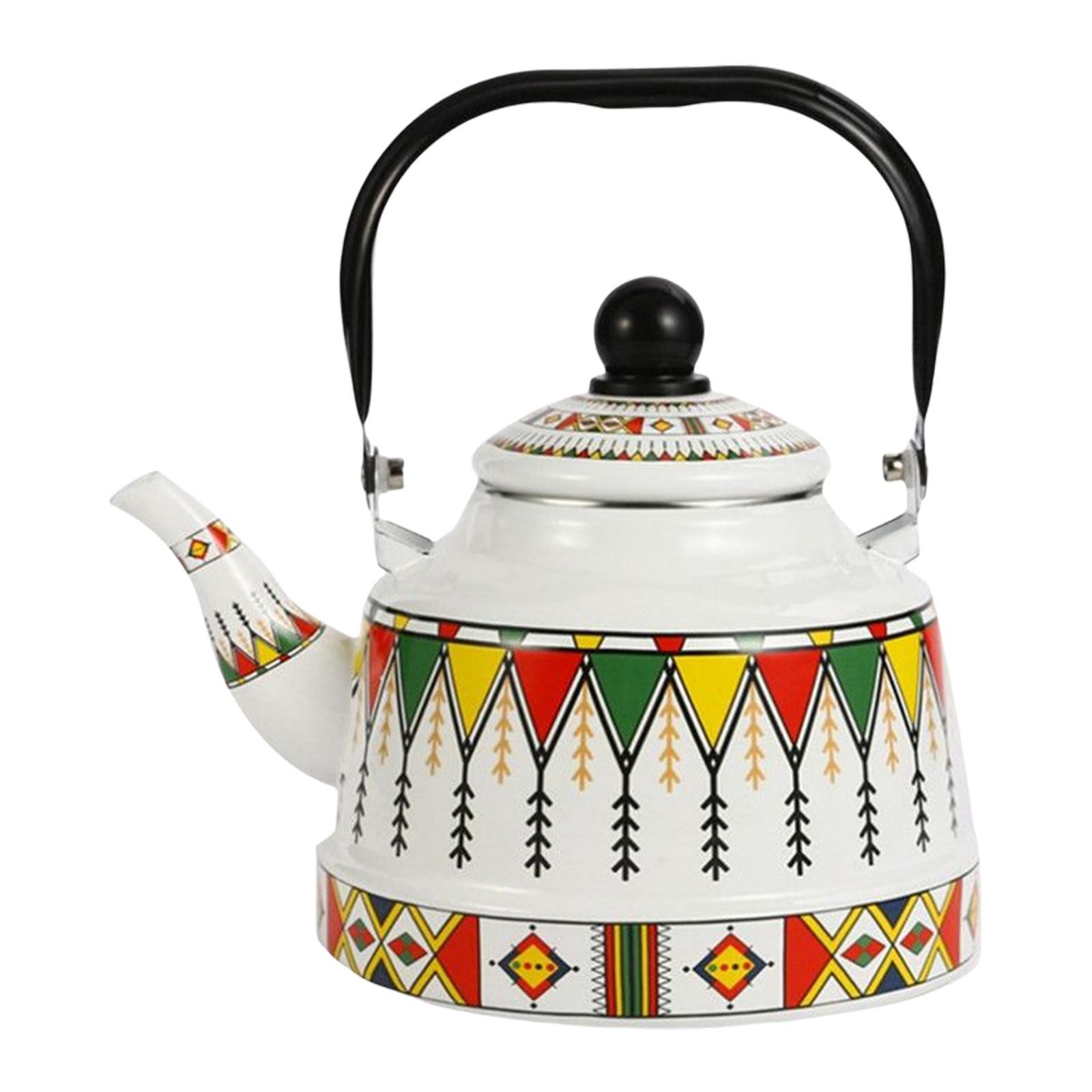 2.5L Enamel Tea Kettle with Steel Handle, Vintage Teakettle Large Stovetop Kettle, Camping Outdoor Kettle Water Tea Pot for Family, Home, Office