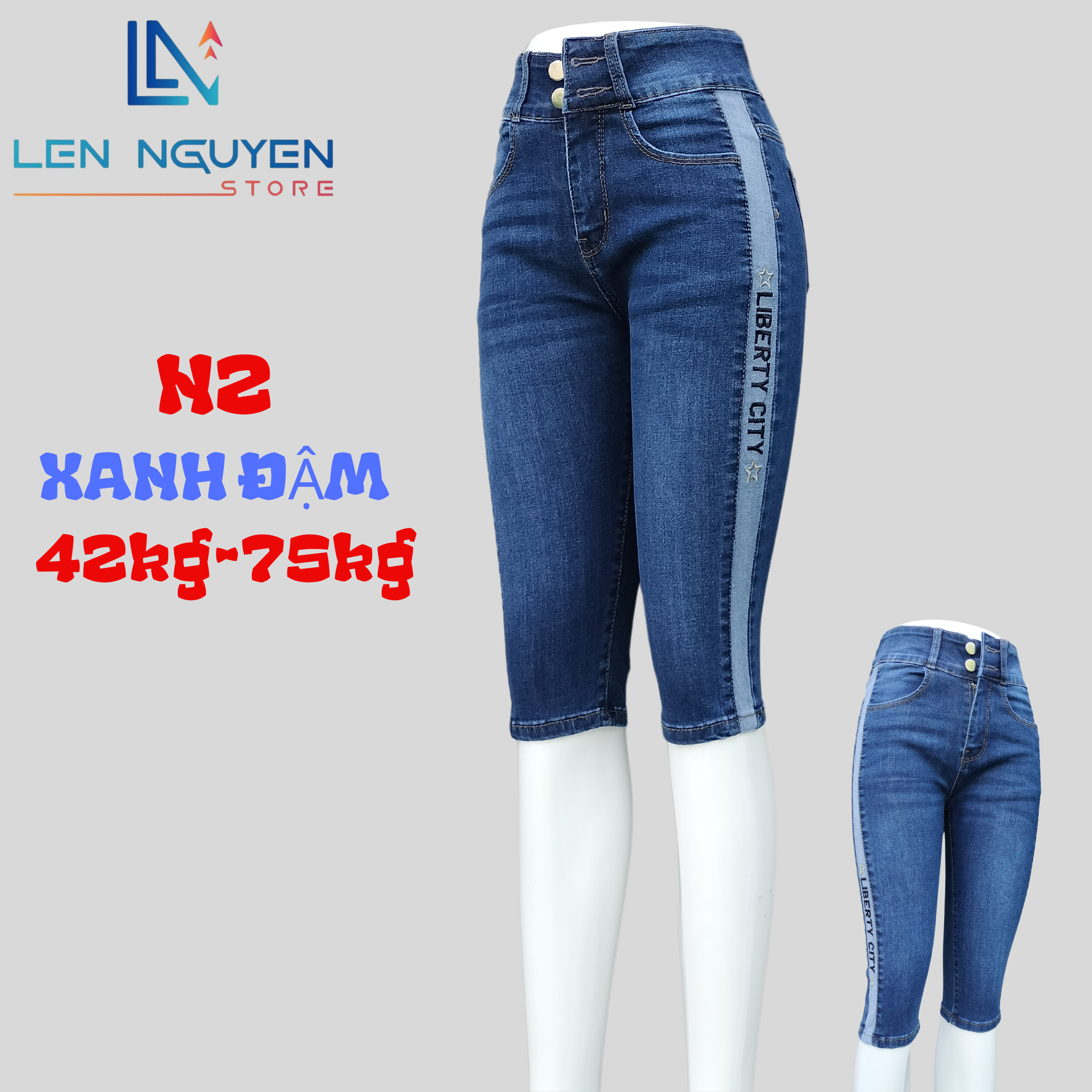 N2_7 tất kiểu lật sườn thêu cao cấp,Quần Jean Nữ Lưng Cao Quần Jean Co Giãn Size 27-35 Cho 43KG- 76KG Women Pants Denim