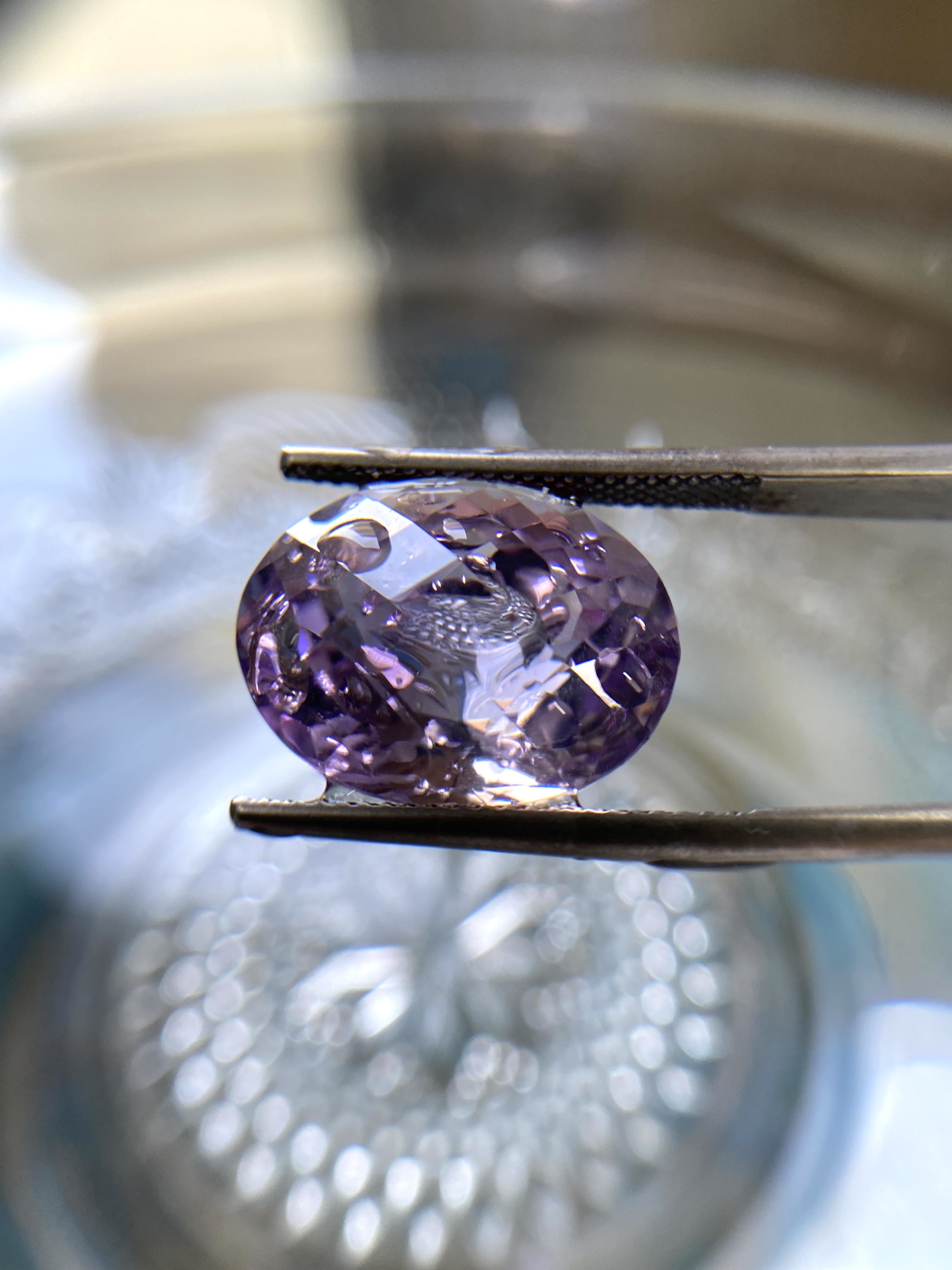 Viên thạch anh tím amethyst oval giác lưới 15.88ct 35185