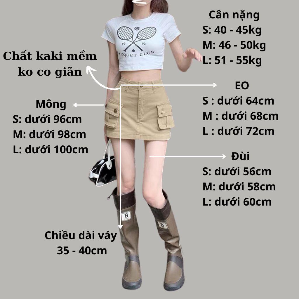 Chân Váy KaKi Chữ A Túi Hộp Phong Cách Hàn Quốc Có Quần Trong Lên From Xinh