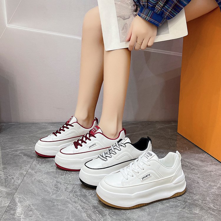 Giày thể thao nữ GEMI - giày ullzzang màu đen - trắng, dây phối viền đen kiểu dáng basic - M7088