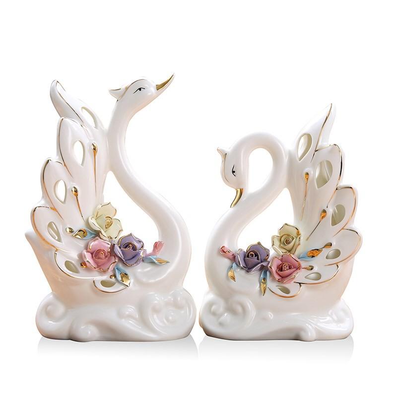 Thiên Nga Trang Trí Cao Cấp Gốm Sứ DHTN015