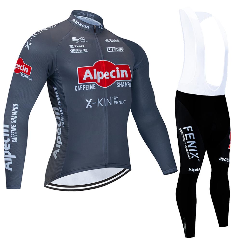 Alpecin Team Cycling Jersey Set 2023 Người đàn ông MTB đua xe đạp quần áo dài tay Ciclismo Ciclismo Đồng phục xe đạp đi xe đạp ngoài trời Color: 8 Size: XS