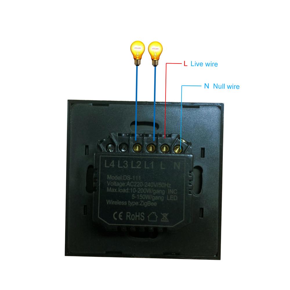 Wifi Smart Wall Touch Switch 3 Gang Glass Panel Mobile APP Tuya/Touch Control Timer No Hub Required Compatible with Google Home/Nest & Amazon Alexa