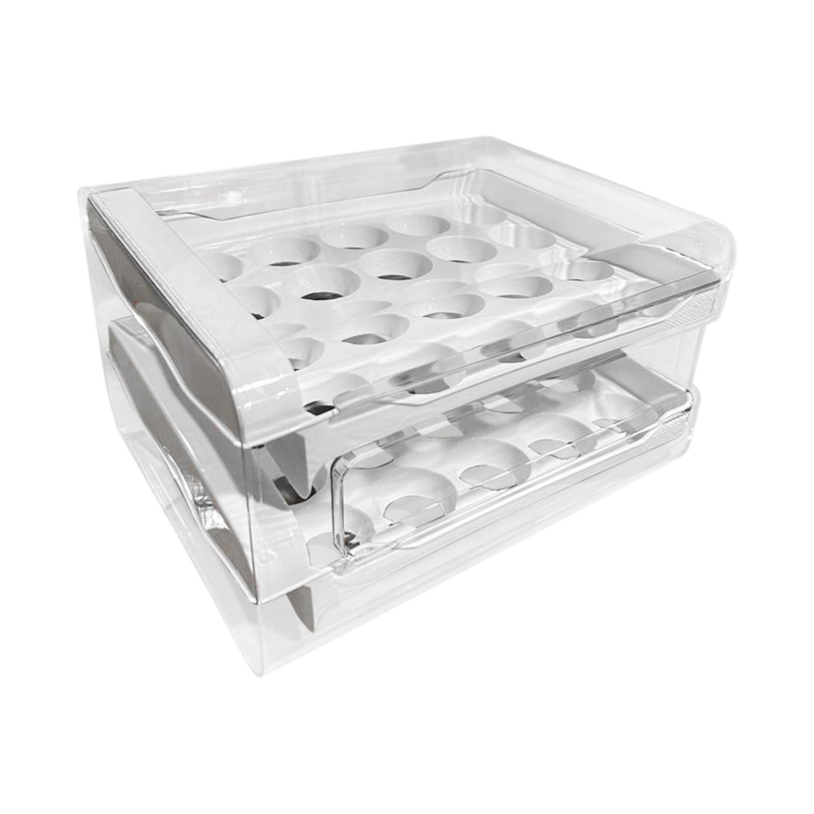 2 Layer Egg Holder Egg Storage Container Reusable Space Saving Durable Egg Fresh Storage Box Egg Tray for Cupboard Countertop Refrigerator
