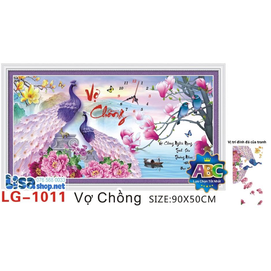 Tranh đính đá VỢ CHỒNG 90x50cm chưa đính lg1011