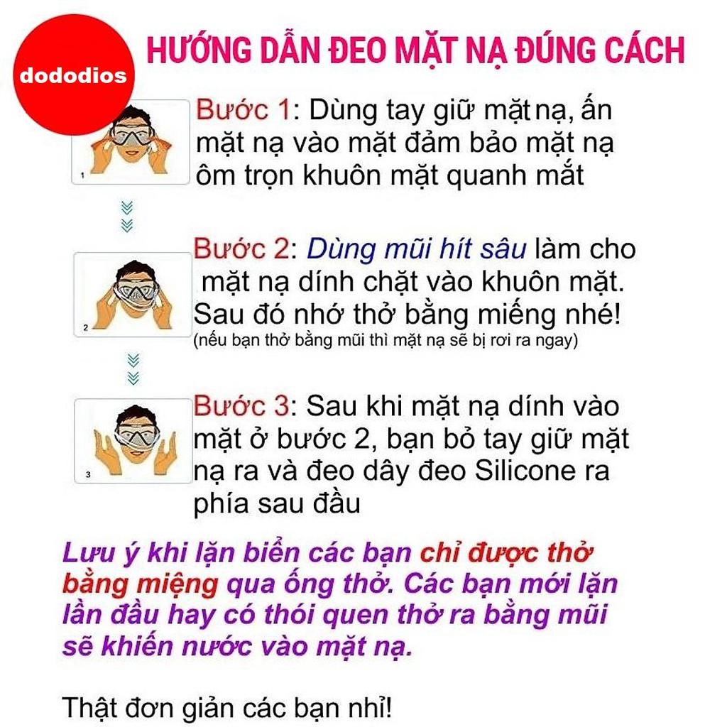 Kính lặn biển ống thở dododios với 2 van ngăn nước 100%, mặt nạ lặn với mắt kính cường lực