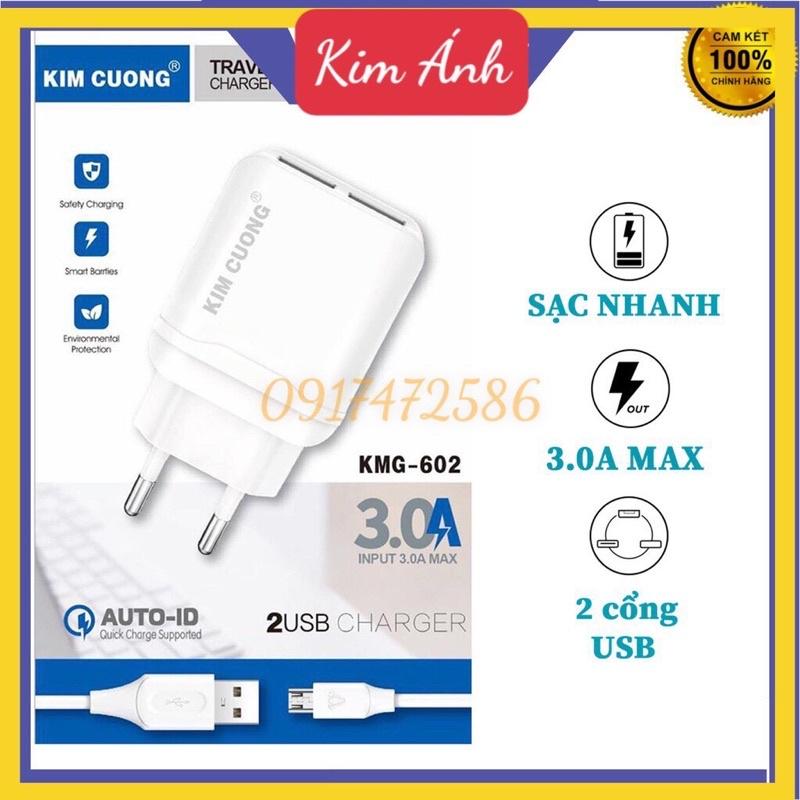 Bộ Sạc Nhanh KIM CƯƠNG KMG-602X chuôi Micro- DÒNG ĐIỆN 3A- Hàng Chính Hãng