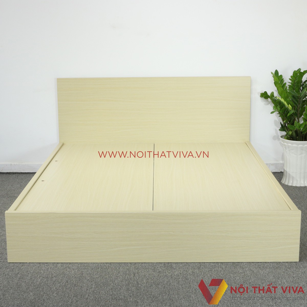 Giường Ngủ Gỗ Mdf Melamine Bệt Màu Vàng Kem Đẹp Giá Rẻ