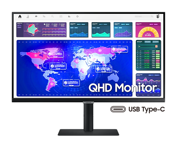 Màn hình máy tính Samsung LS27A600UUEXXV (27″/QHD(2,560 x 1,440)/IPS/75Hz/USB-C Charging Power/AMD FreeSync) - Hàng Chính Hãng