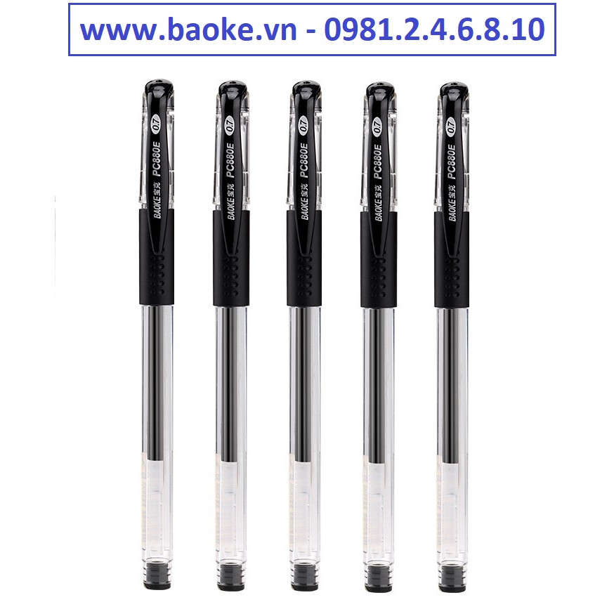 Combo 5 cây bút nước - bút gel 0.7mm Baoke - 880E mực đen