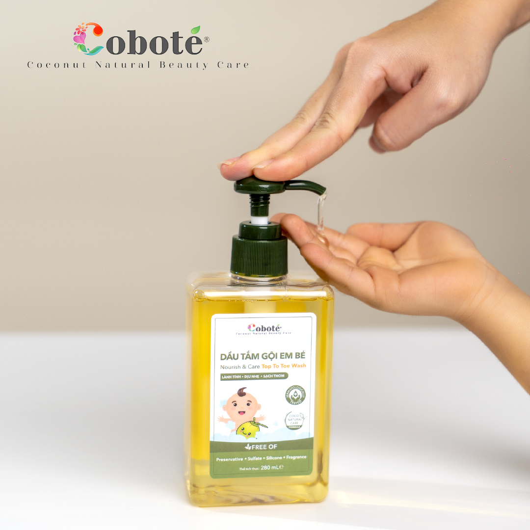 Dầu Tắm Gội Em Bé Coboté - Nourish &amp; Care Top To Toe Wash 280ml