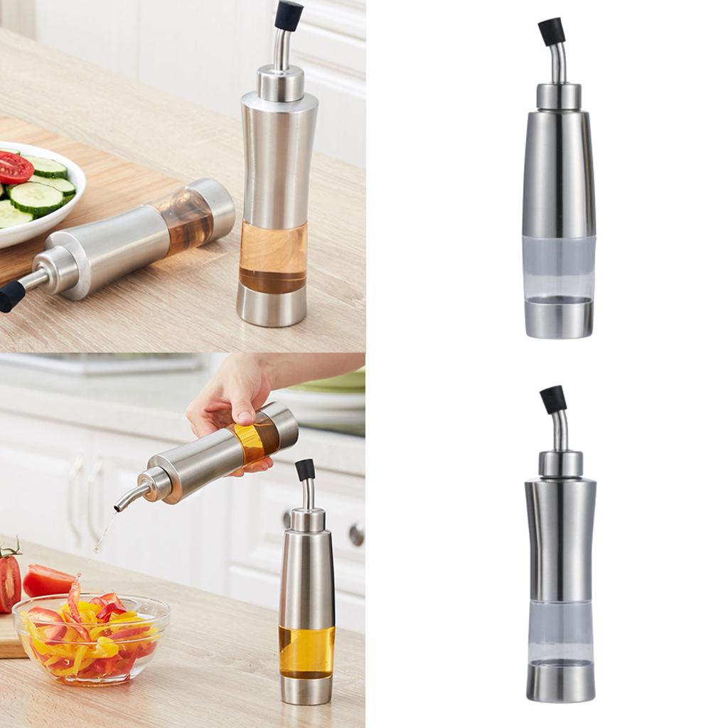 1pc Oil And Vinegar Clear Dispenser Cruet Bottle Stainless Steel 150ml A