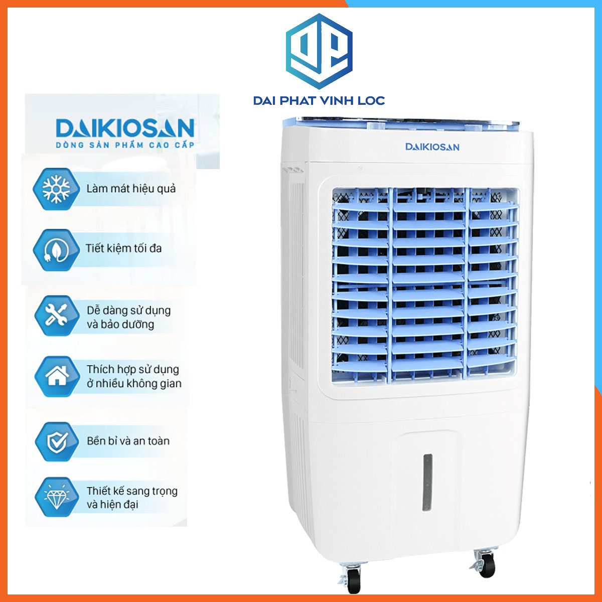 Máy Làm Mát Không Khí/Quạt Hơi Nước/Máy Điều Hòa Không Khí Daikiosan DKA-03500C - Không Khô Da - 110W - Bảo Hành 12 Tháng