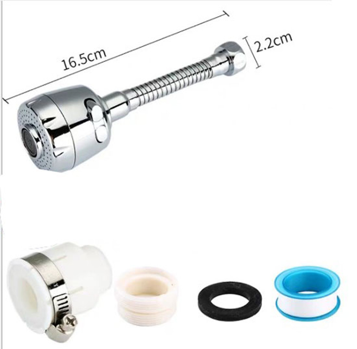 Đầu gắn vòi nước rửa chén inox Tundo xoay 360 tự giữ