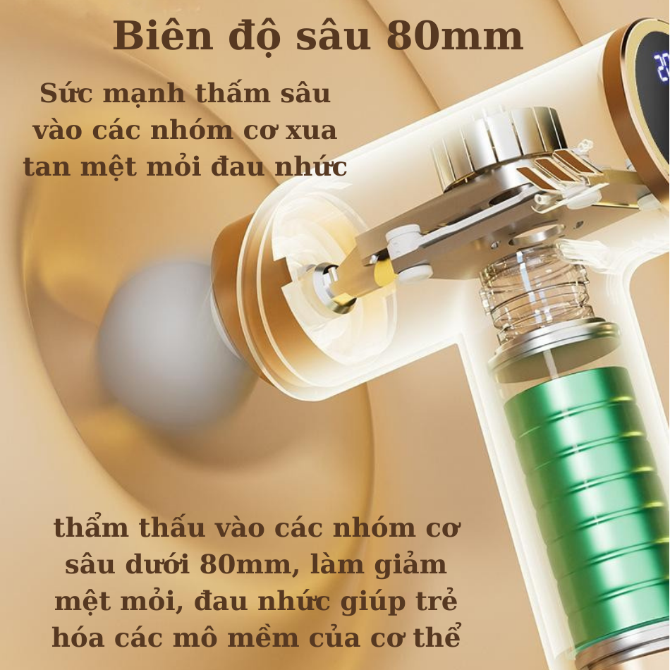 Súng Mát Xa Cầm Tay JOOU M80 Thư GIãn Sâu Làm Giảm Đau Cơ, Màn Hình LCD, 20 Tốc Độ, Biên Độ Sâu 80mm