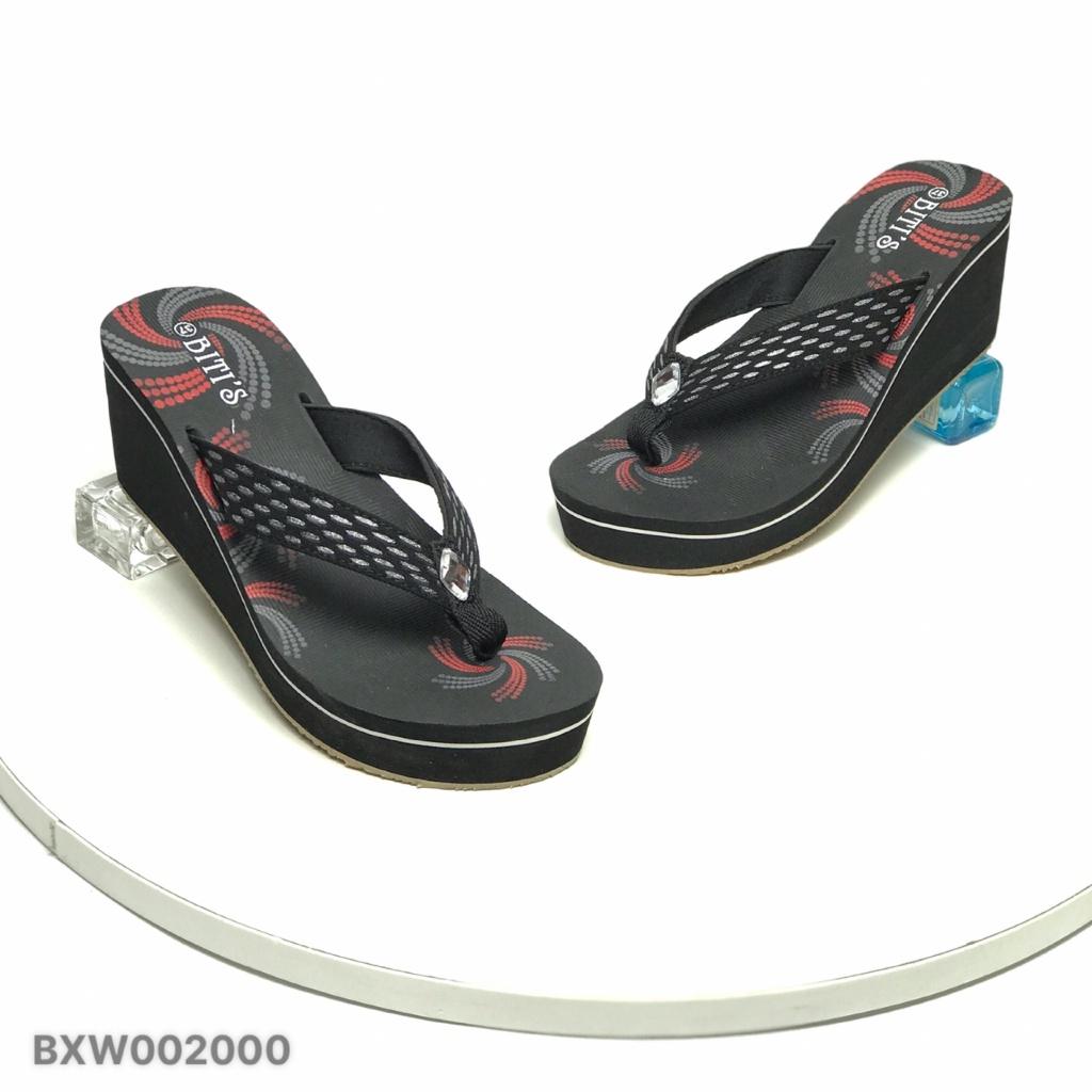 Dép kẹp xỏ ngón quai vải đế hoa xốp ép cao su 7cm BXW002000