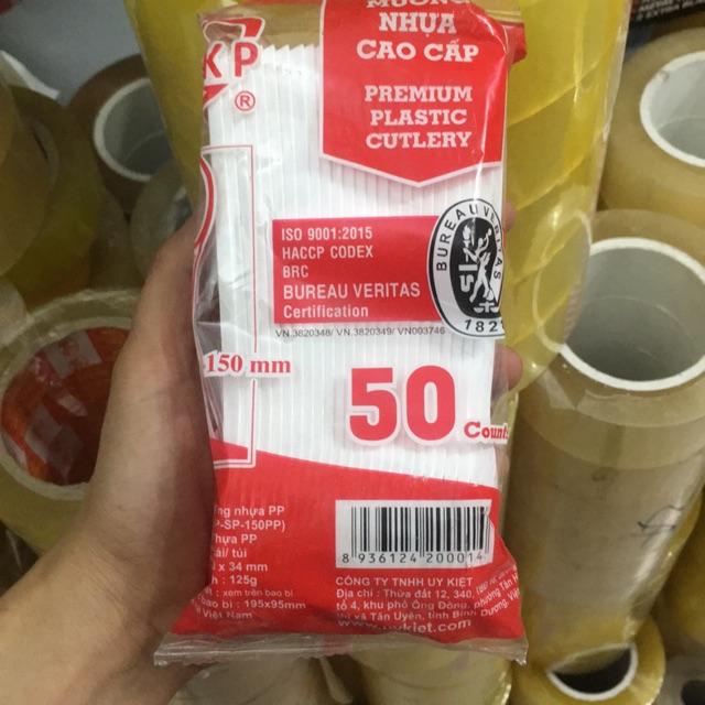 50 thìa nhựa màu trắng sứ cao cấp
