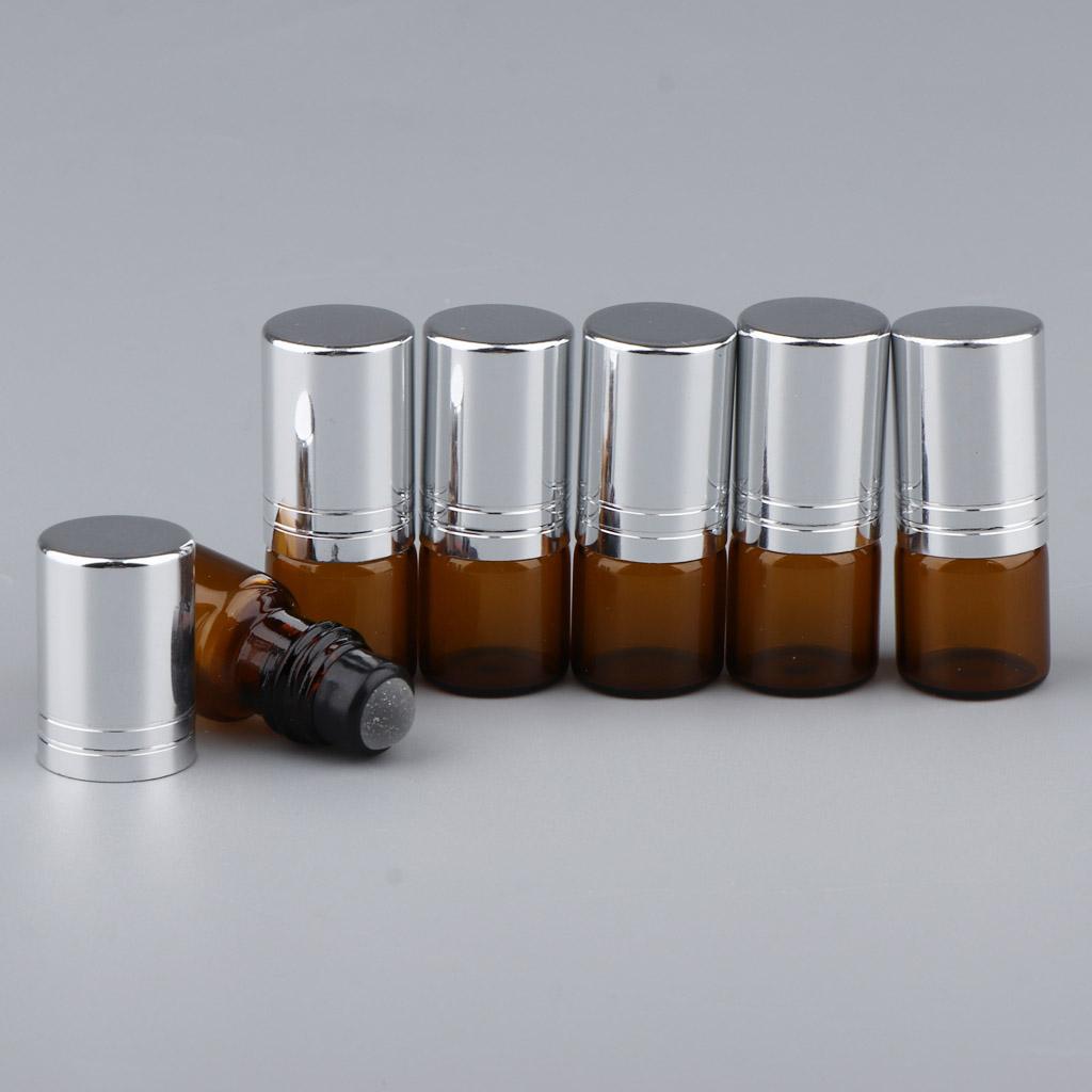 6x 2mL Empty Roller Bottle w/ Glass Ball for Essential Oils