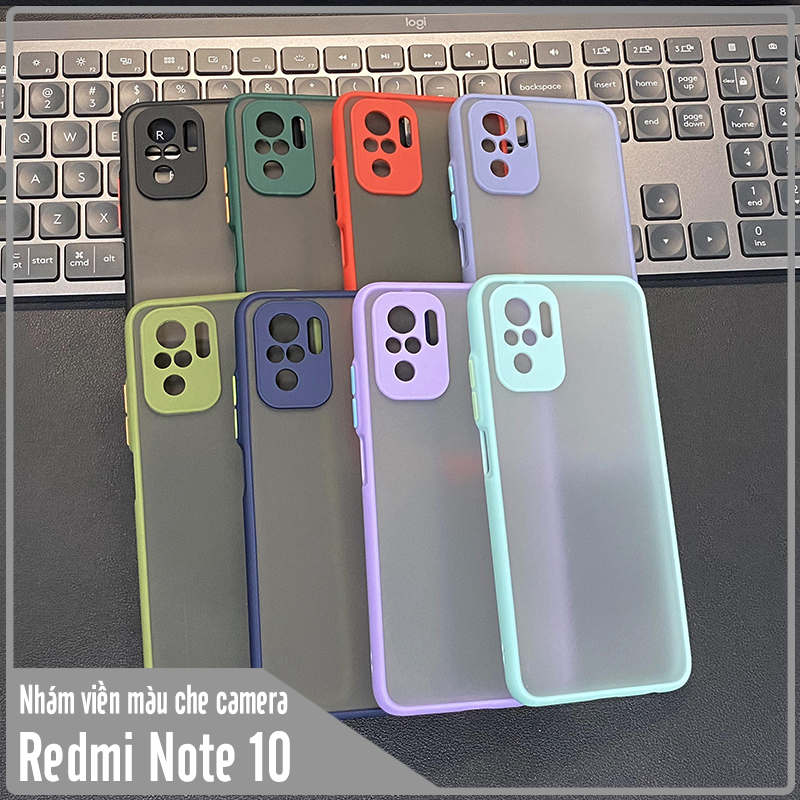 Ốp lưng cho Xiaomi Redmi Note 10 nhám viền màu che camera