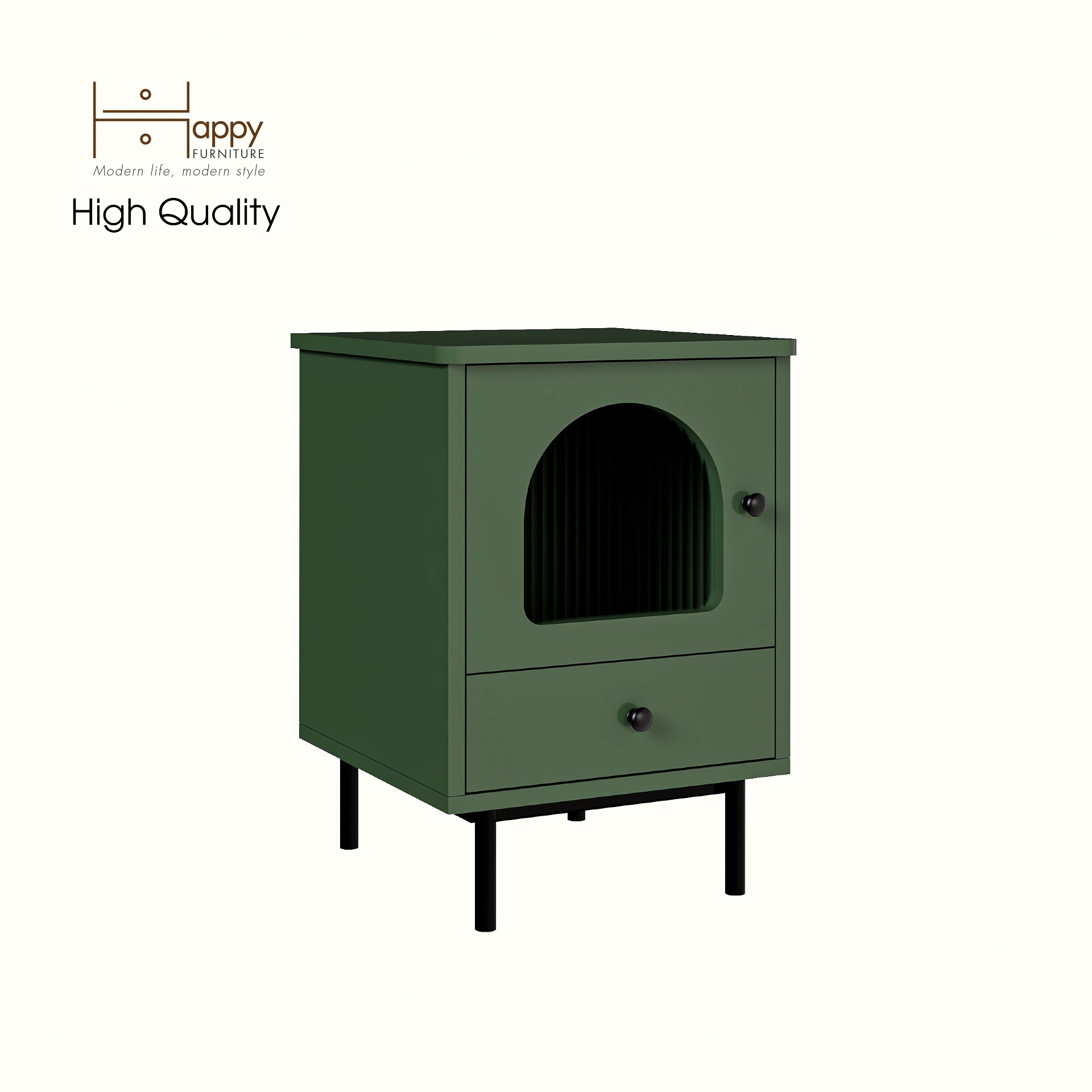 [Happy Home Furniture] SISEEL, Táp đầu giường cửa kính 1 cánh mở - chân sắt, 40cm x 40cm x 56cm ( DxRxC), TCM_182