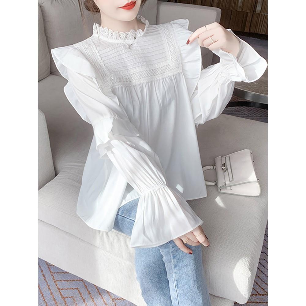 ÁO THÔ CỔ NHÚN BÈO XẾP LY TAY BỒNG