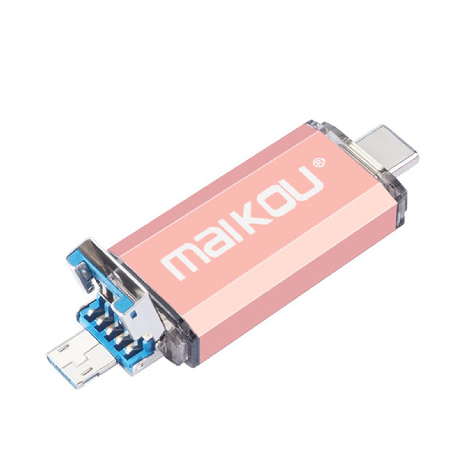 64GB USB 3.0 3-in-1 Type-C Flash Drive And Micro USB Flash Drive for IOS / Android PC Pink