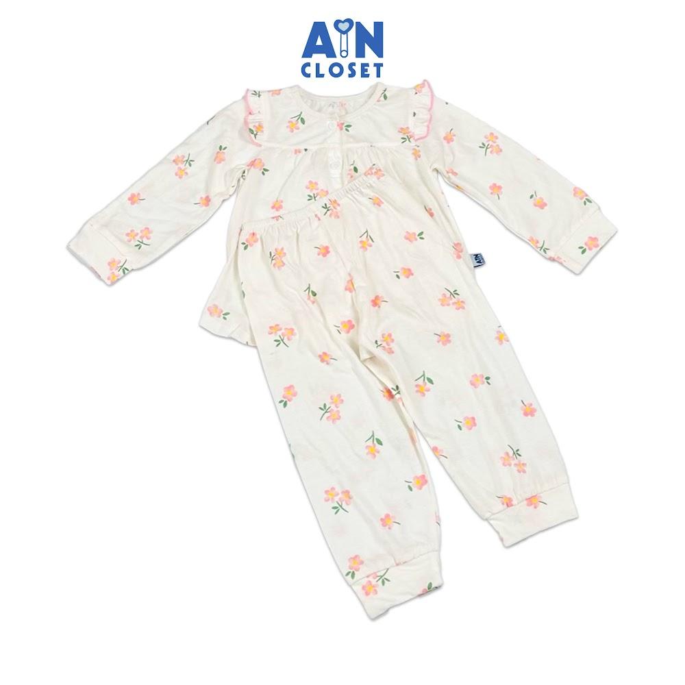 Bộ quần áo Dài bé gái họa tiết Hoa Vân Anh Hồng Thun cotton - AICDBGSGSCMM - AIN Closet